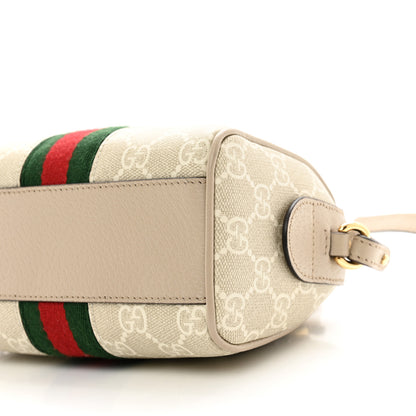 Gucci GG Supreme Monogram Textured Dollar Calfskin Web Super Mini Ophidia Top Handle Bowler Bag Beige Mystic White Oatmeal 9 of 11