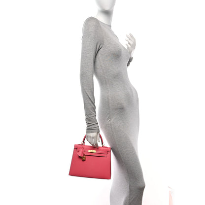 Hermes Chevre Mysore Horseshoe Kelly Sellier 25 Rose Lipstick Gris Pale 2 of 13