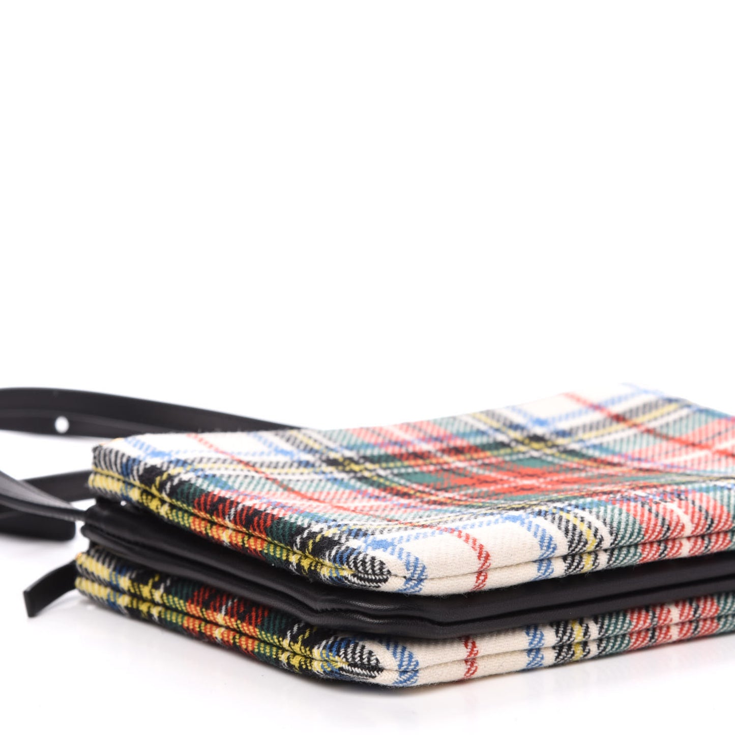 Tartan Felt Plaid Small Trio Crossbody Bag Red Blue