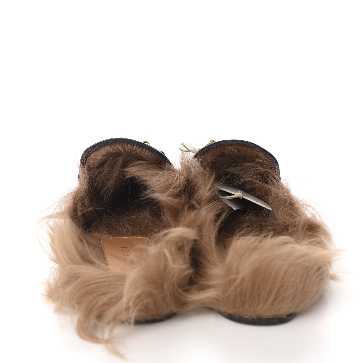 Malaga Kid Fur Womens Princetown Slippers 37.5 Blue Agata