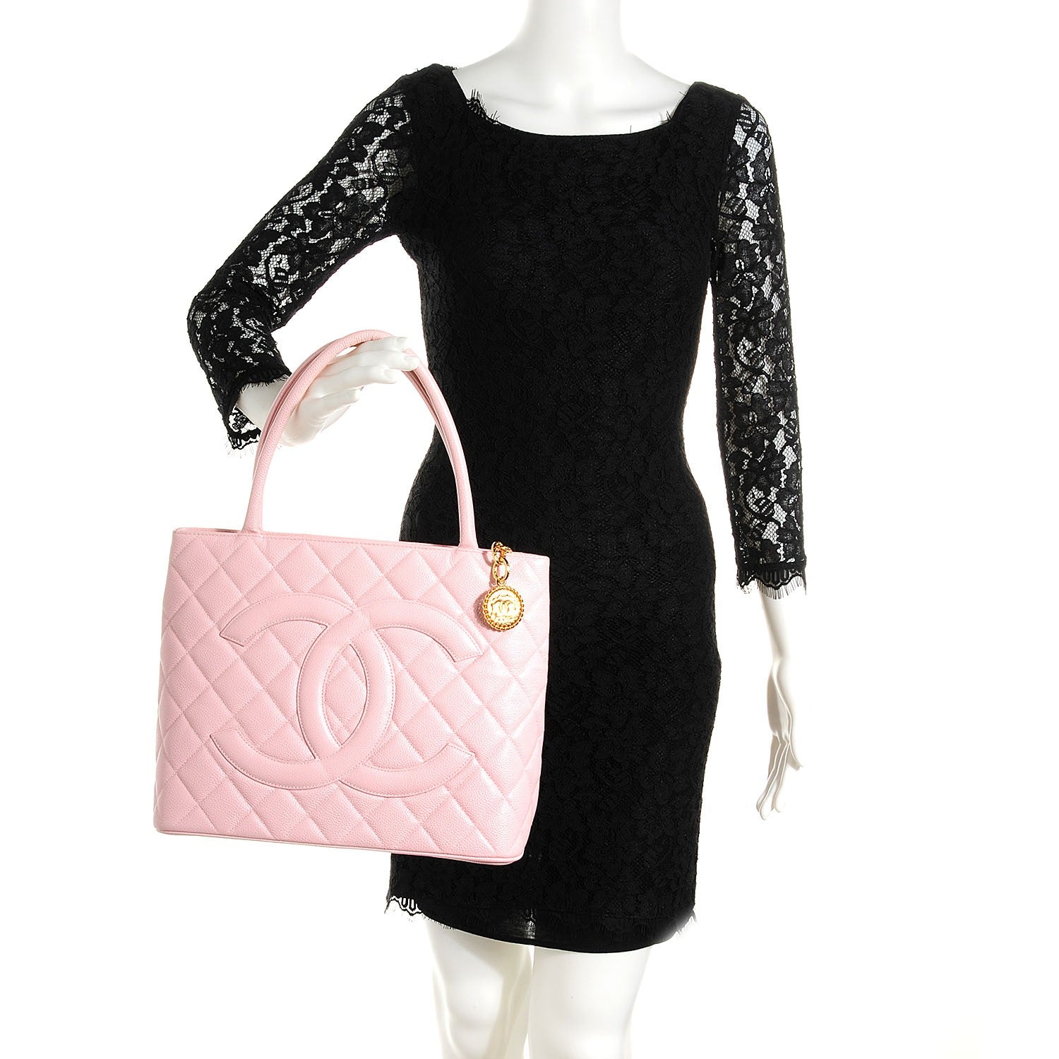 Chanel Caviar Medallion CC Tote Light Pink 2 of 7