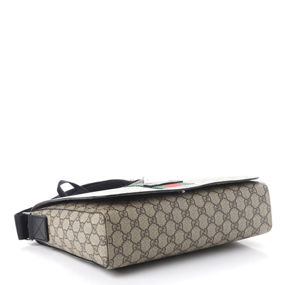 Gucci GG Supreme Monogram Web Flap Messenger Bag Black 4 of 7