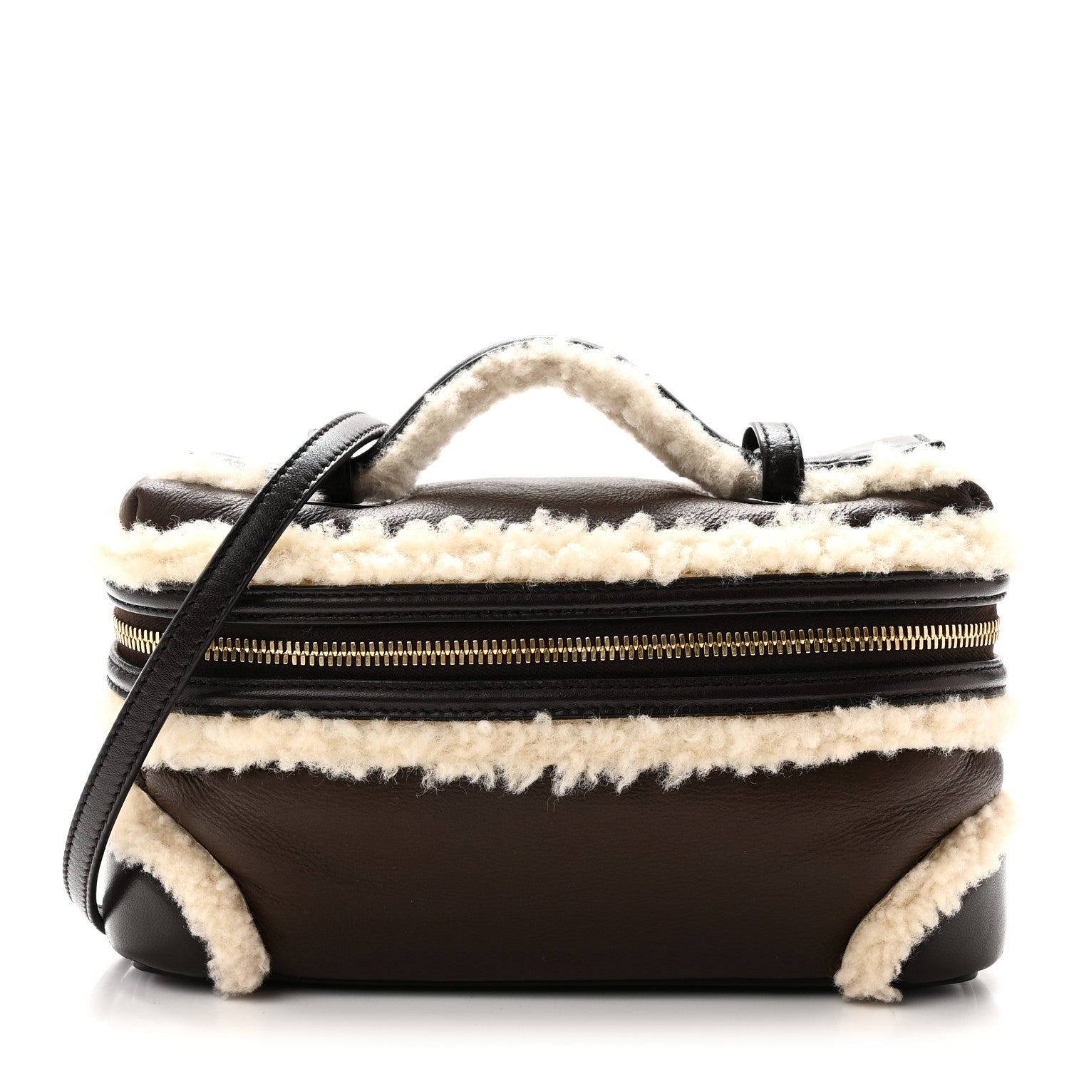 Bottega Veneta Calfskin Shearling Bang Bang Vanity Case Light Brown Teddy 1 of 10