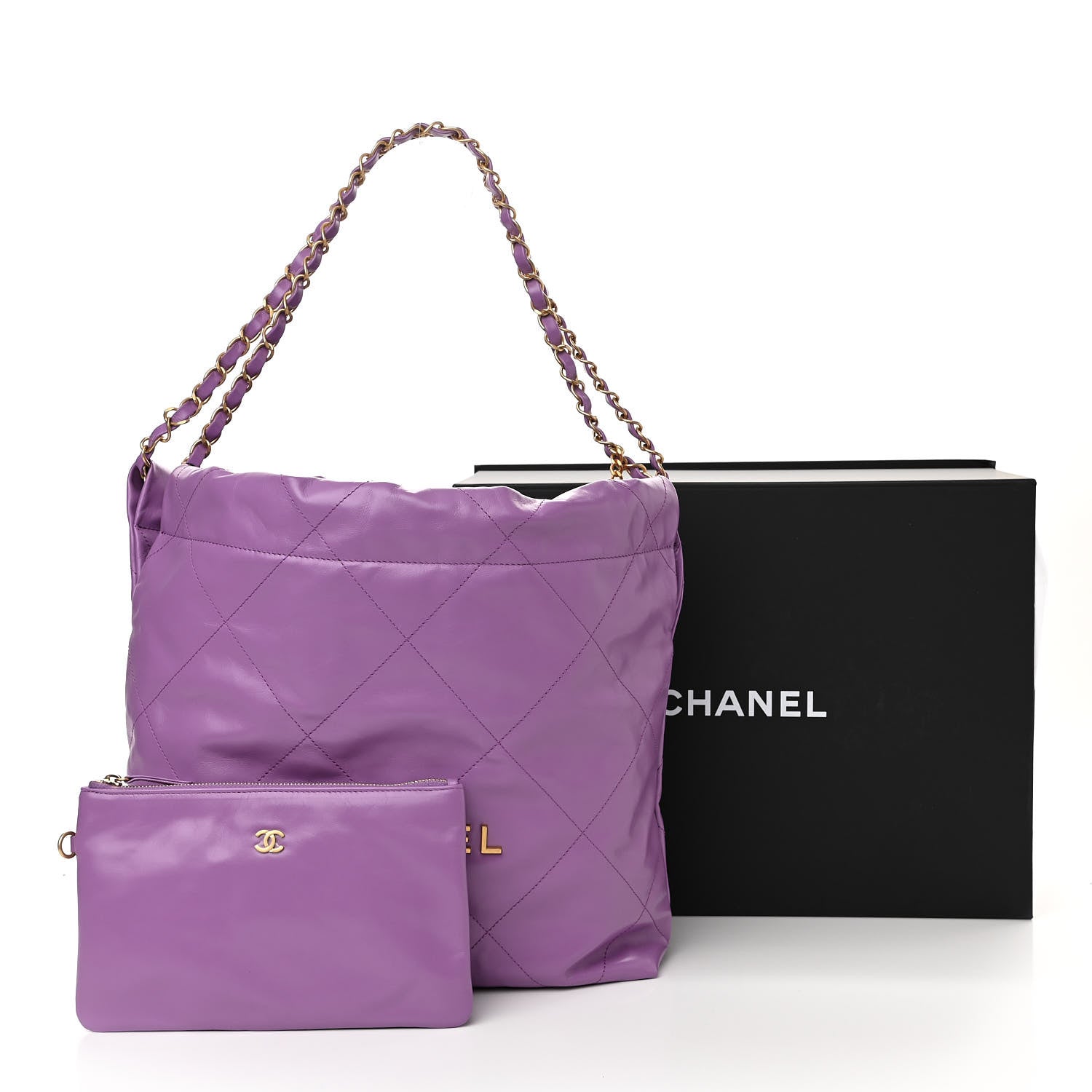 Chanel Shiny Calfskin Quilted Small Chanel 22 Purple 12 of 12