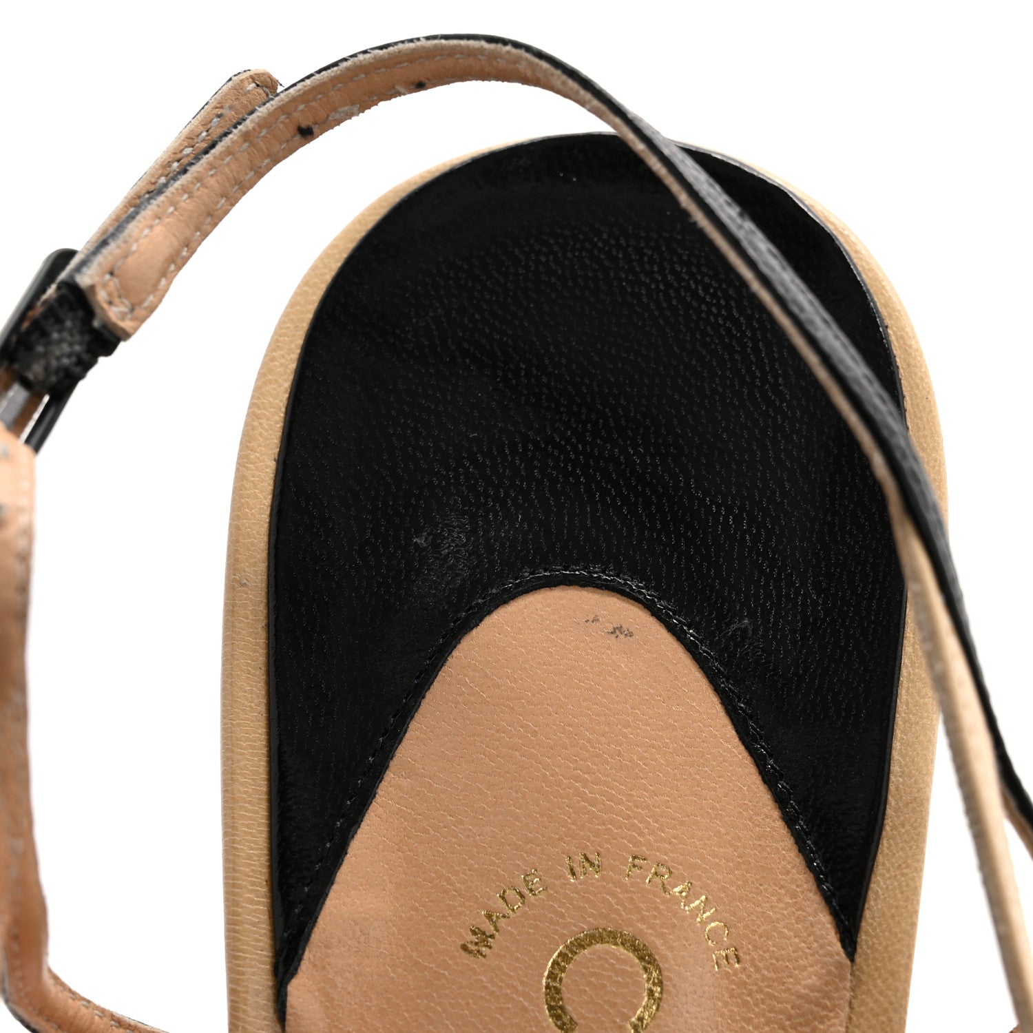 Chanel Lambskin Pointed Cap Toe CC Slingback Heels 39 Beige Black 11 of 14