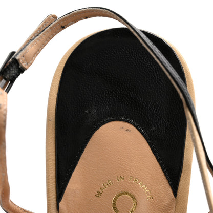 Chanel Lambskin Pointed Cap Toe CC Slingback Heels 39 Beige Black 11 of 14