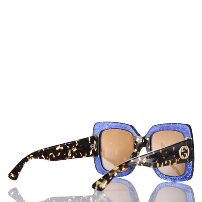 Gucci Square Frame GG0083S Sunglasses Glitter Blue Havana Brown 4 of 8
