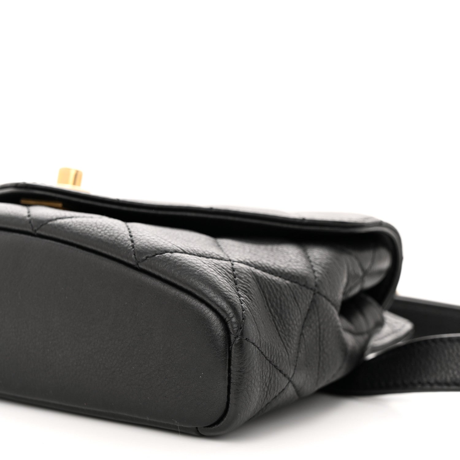 Chanel Calfskin Quilted Carry With Chic Flap Waist Bag With Chain Black 10 of 10