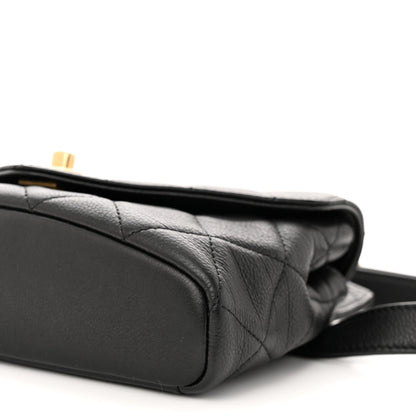 Chanel Calfskin Quilted Carry With Chic Flap Waist Bag With Chain Black 10 of 10