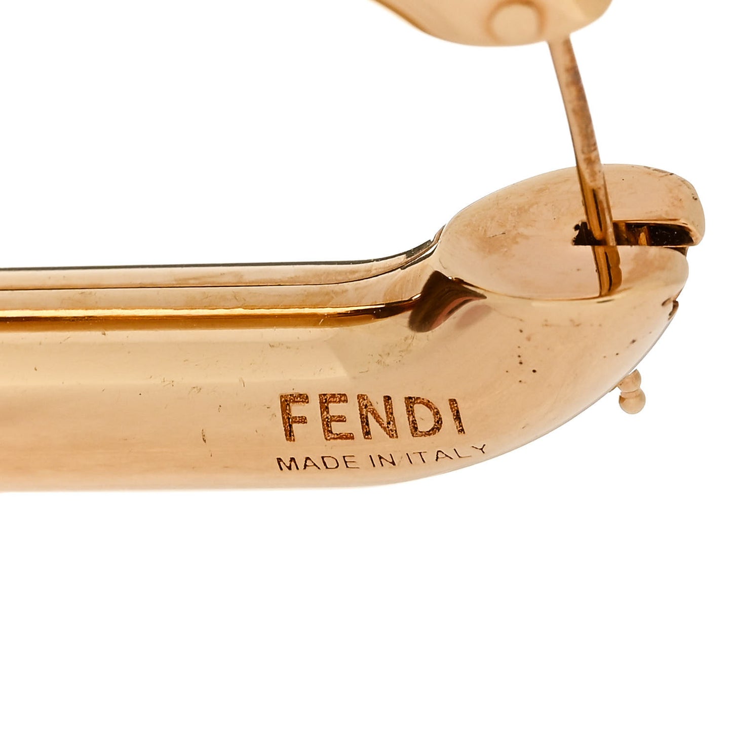 Metal Lambskin F is Fendi Hoop Drop Earrings Gold Pink