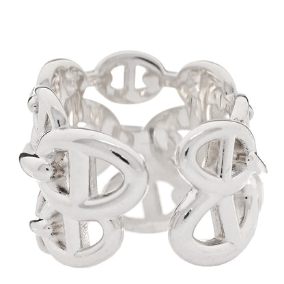 Hermes Sterling Silver GM Chaine d'ncre Enchainee Band Ring 53 6.25 3 of 6