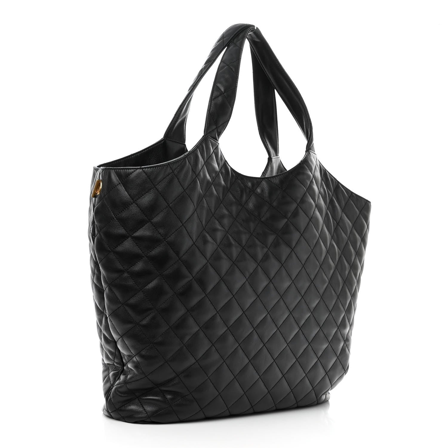 Saint Laurent Lambskin Quilted Maxi Icare Shopping Tote Black 4 of 10
