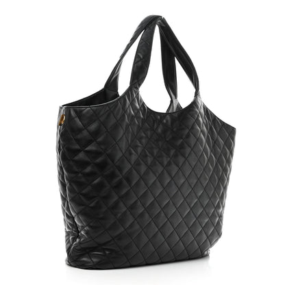 Saint Laurent Lambskin Quilted Maxi Icare Shopping Tote Black 4 of 10