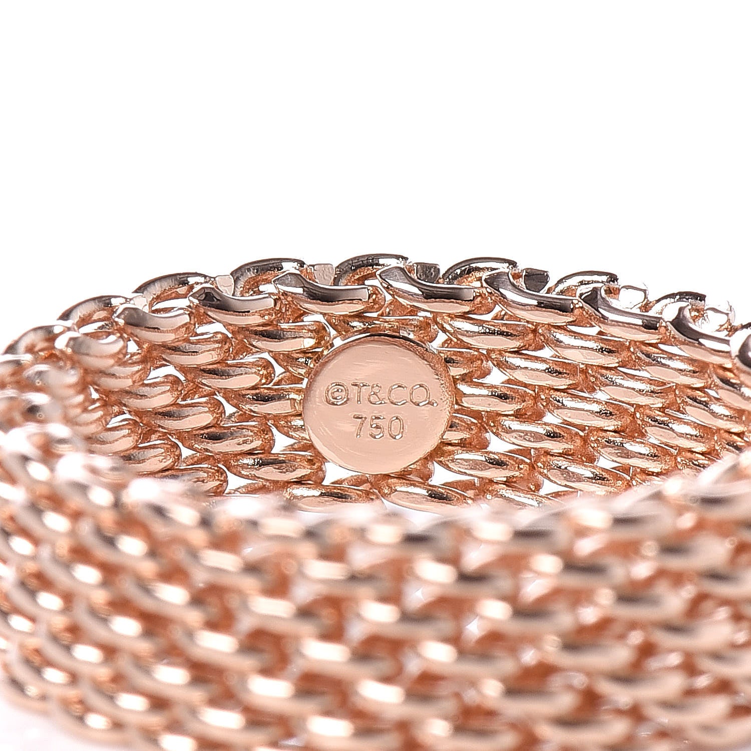 Tiffany 18K Rose Gold Narrow Somerset Mesh Ring 46 3.75 4 of 4