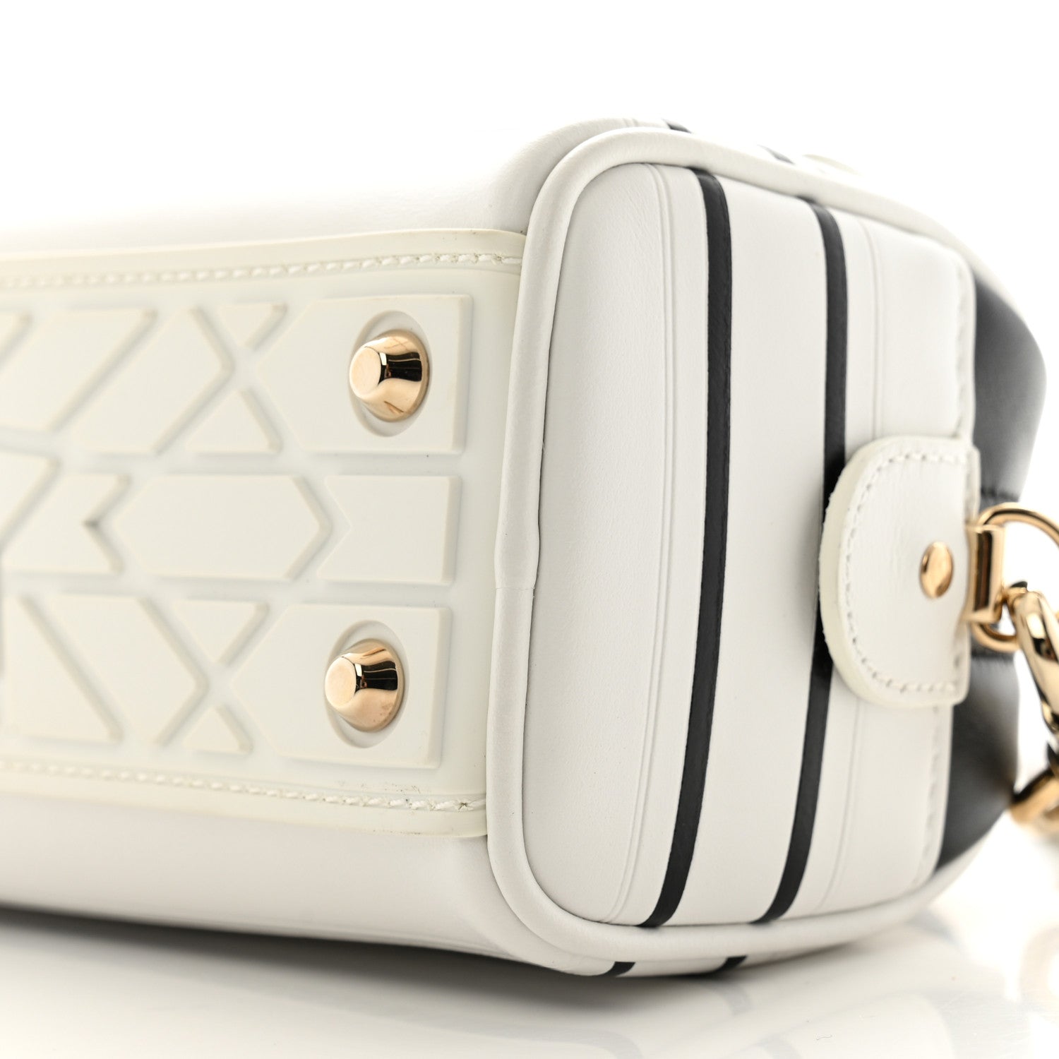 Christian Dior Calfskin Animal Print Micro Dior Vibe Zip Bowling Bag White Multicolor 10 of 11