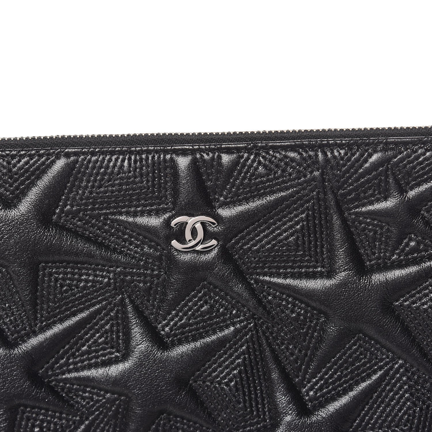 Chanel Metallic Lambskin Star Embossed Large Cosmetic Pouch Black 8 of 10