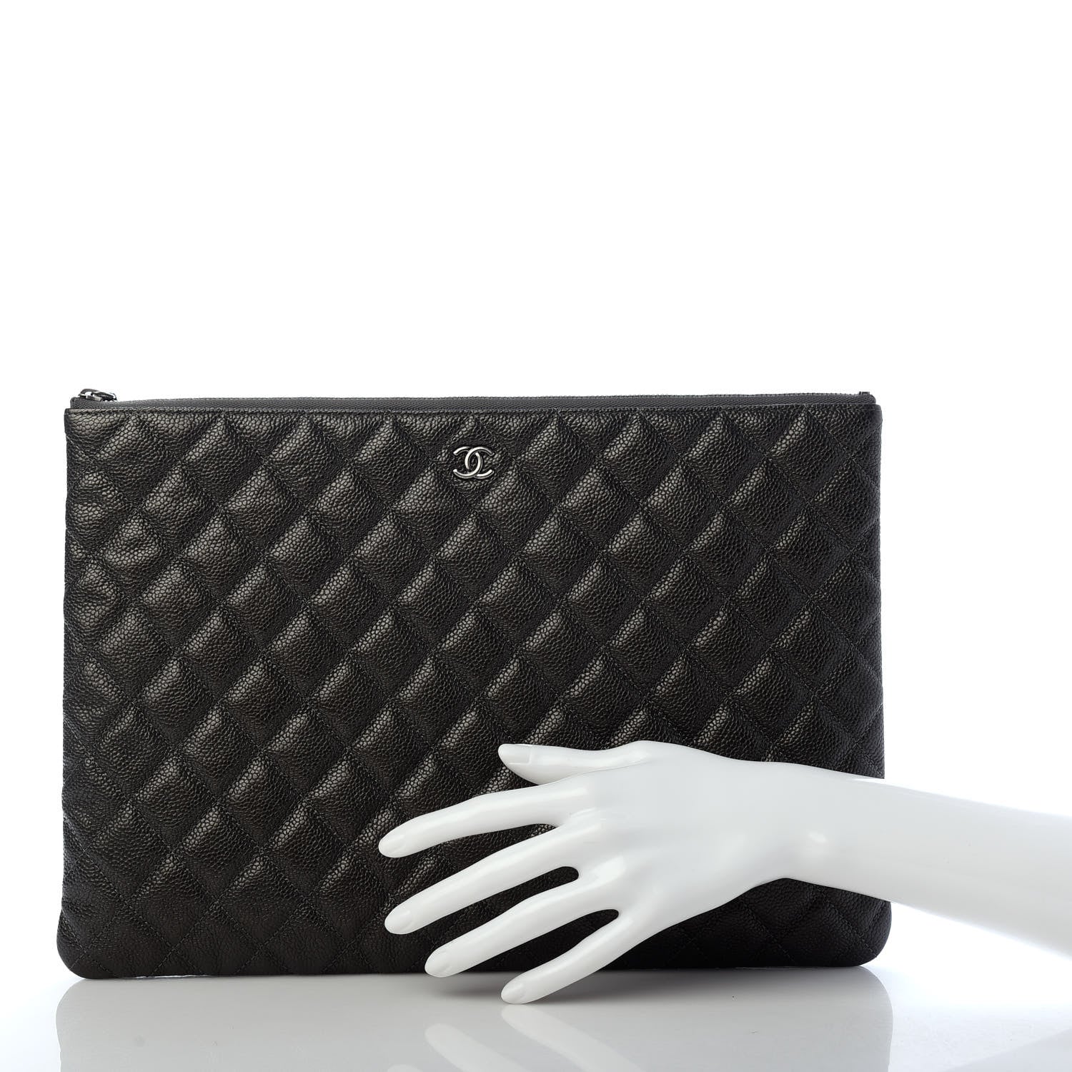 Chanel Caviar Quilted Large Cosmetic Case Dark Charcoal 2 of 7