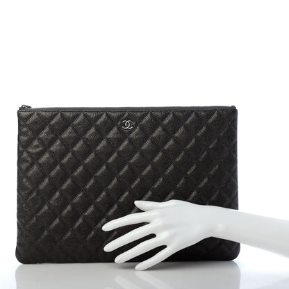 Chanel Caviar Quilted Large Cosmetic Case Dark Charcoal 2 of 7