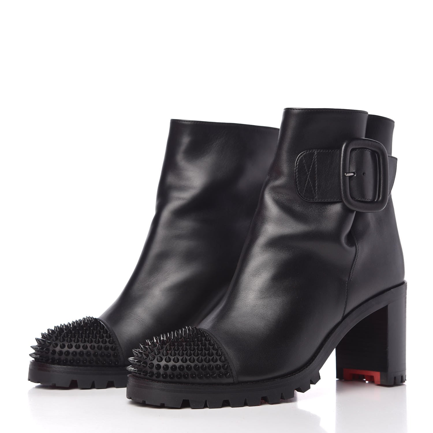 Christian Louboutin Calfskin Spikes Olivia 70 Snow Boots 38 Black 3 of 6