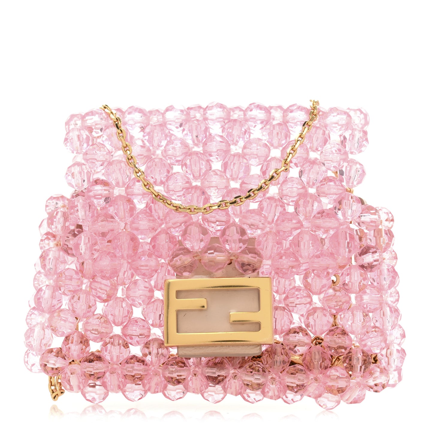 Enamel Vitello King Beaded Pico Baguette Charm Pink