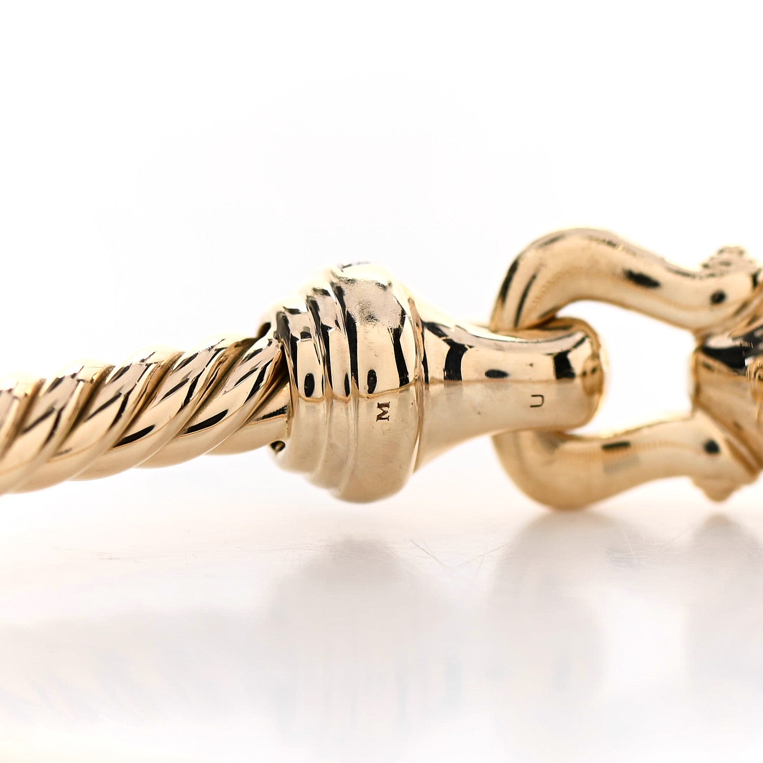 David Yurman 18K Yellow Gold Diamond 3.5mm Cable Buckle Bracelet 5 of 6