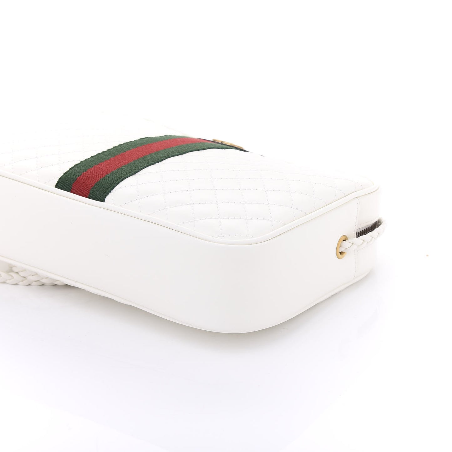 Calfskin Web Trapuntata Small Shoulder Bag Off White
