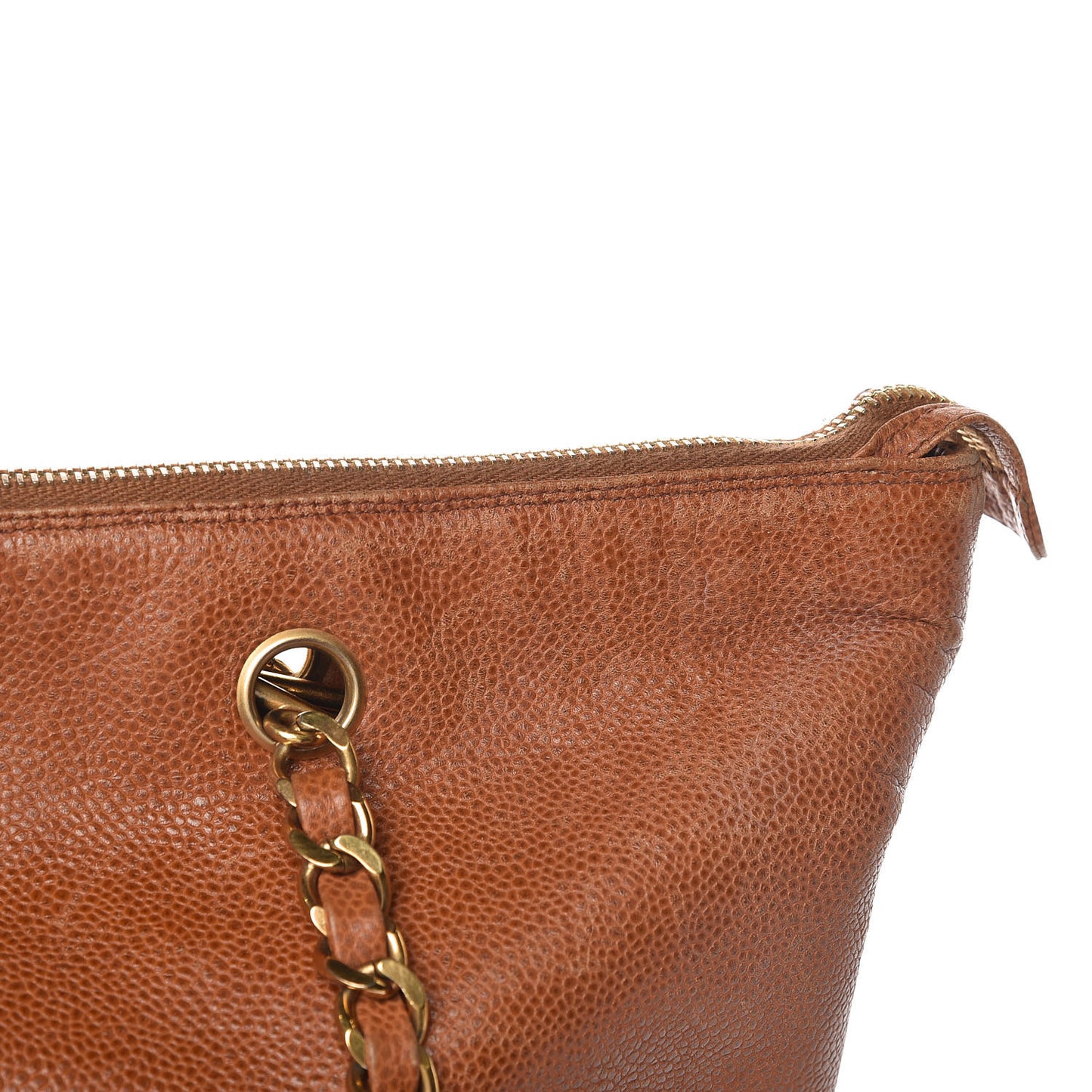 Caviar Flap Shoulder Bag Brown
