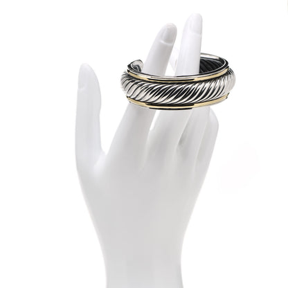 David Yurman Sterling Silver 18K Yellow Gold Sculpted Cable Cuff Bracelet 2 of 4