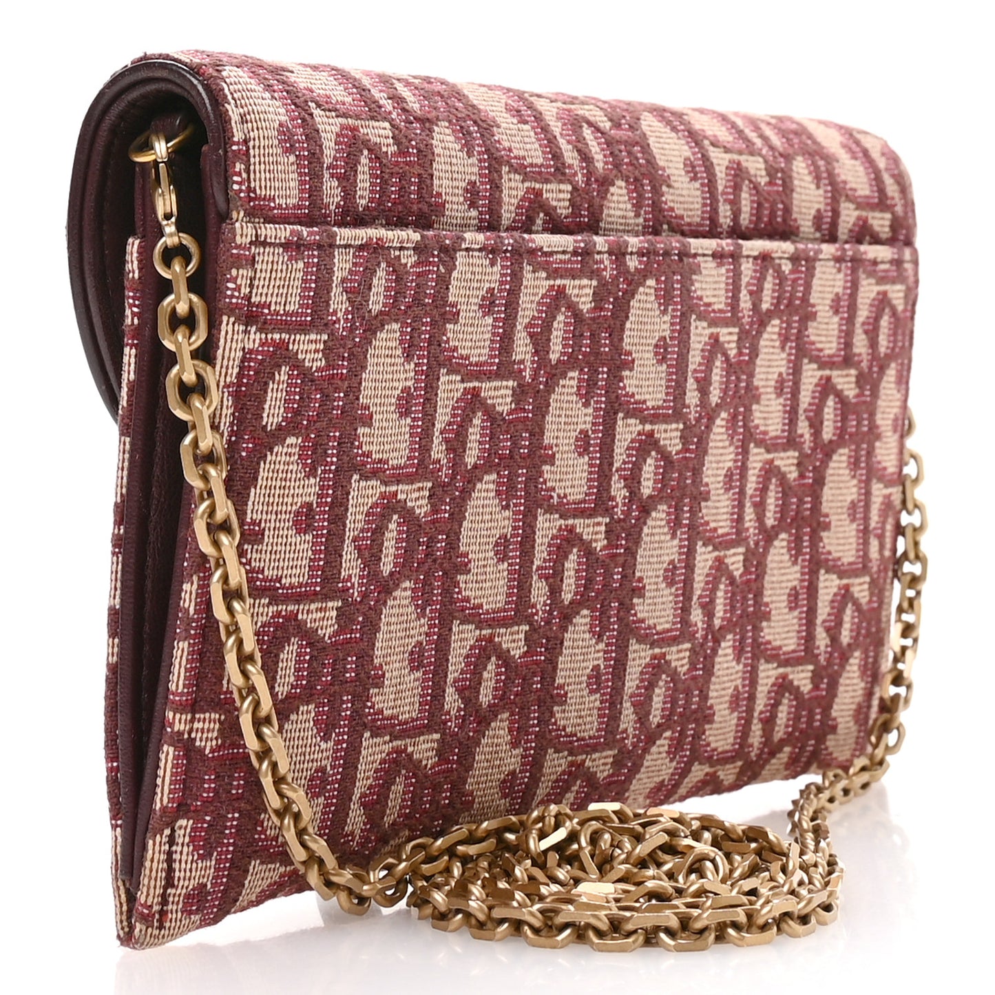 Oblique Saddle Chain Long Wallet Bordeaux