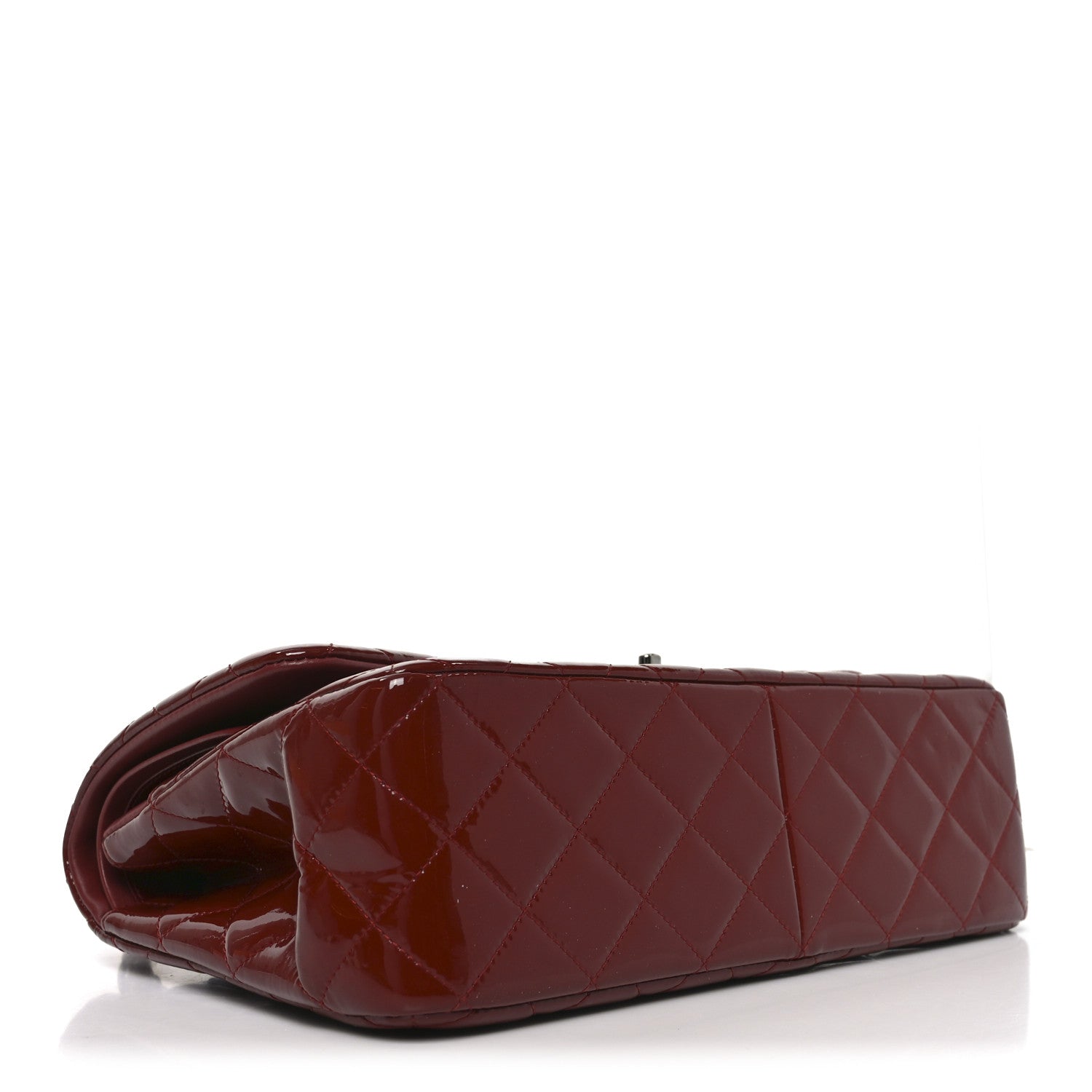 Chanel Patent Quilted Jumbo Double Flap Dark Red 4 of 10