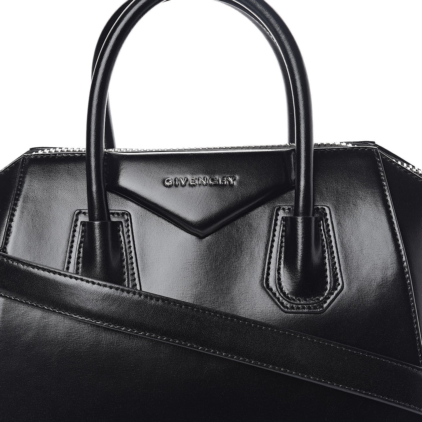 Shiny Lord Calfskin Small Antigona Black