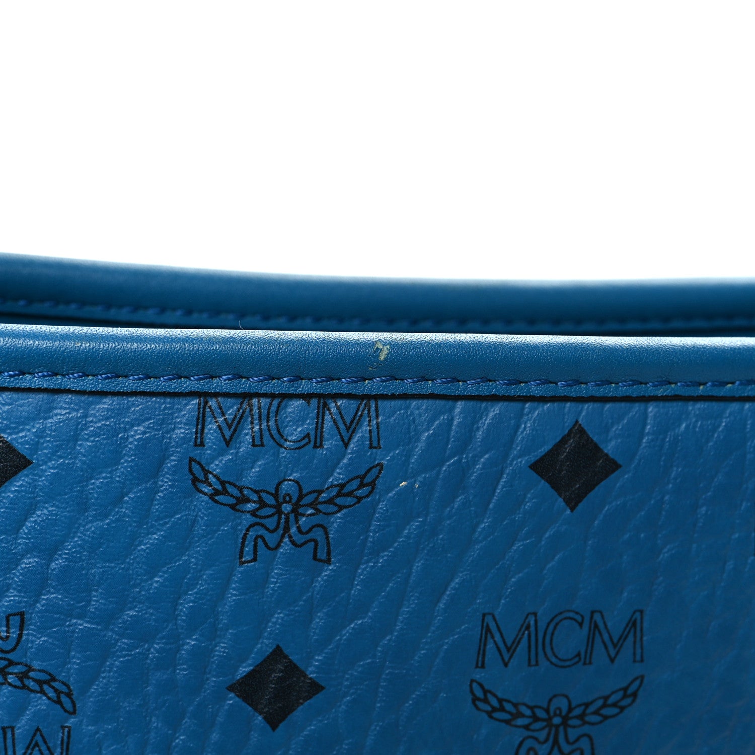 MCM Visetos Large Anya Top Zip Shopper Tote Munich Blue 13 of 15
