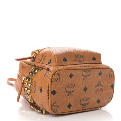 MCM Visetos Side Stud X-Mini Stark Bebe Boo Backpack Cognac 4 of 9