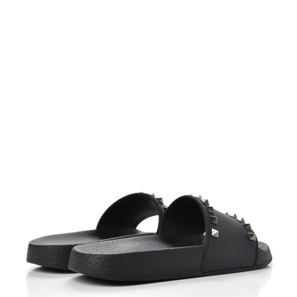 Valentino Garavani Rubber Rockstud Slide Sandals 36 Black 4 of 10
