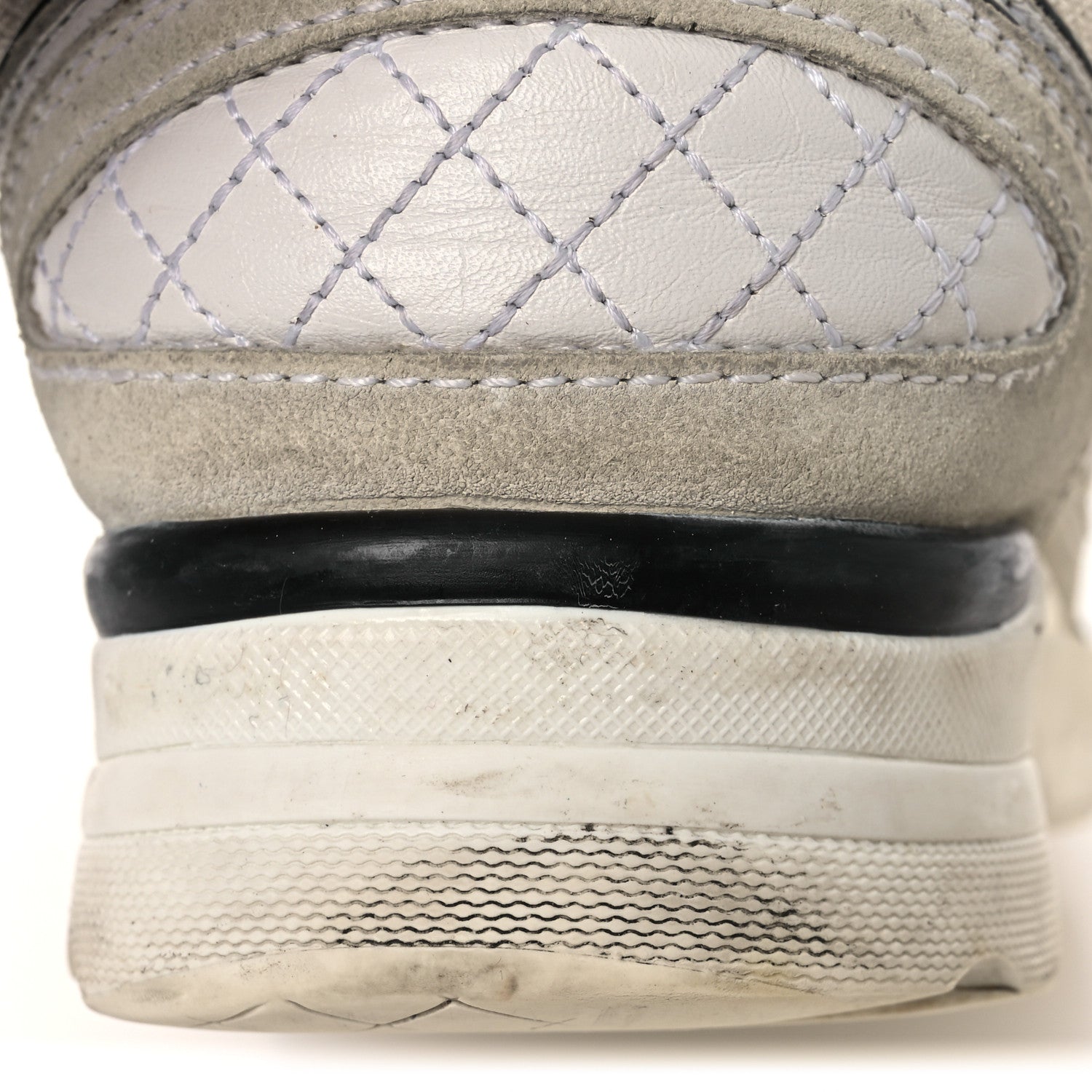 Chanel Mesh Suede Calfskin Grosgrain Womens CC Sneakers 37.5 White Black 14 of 14