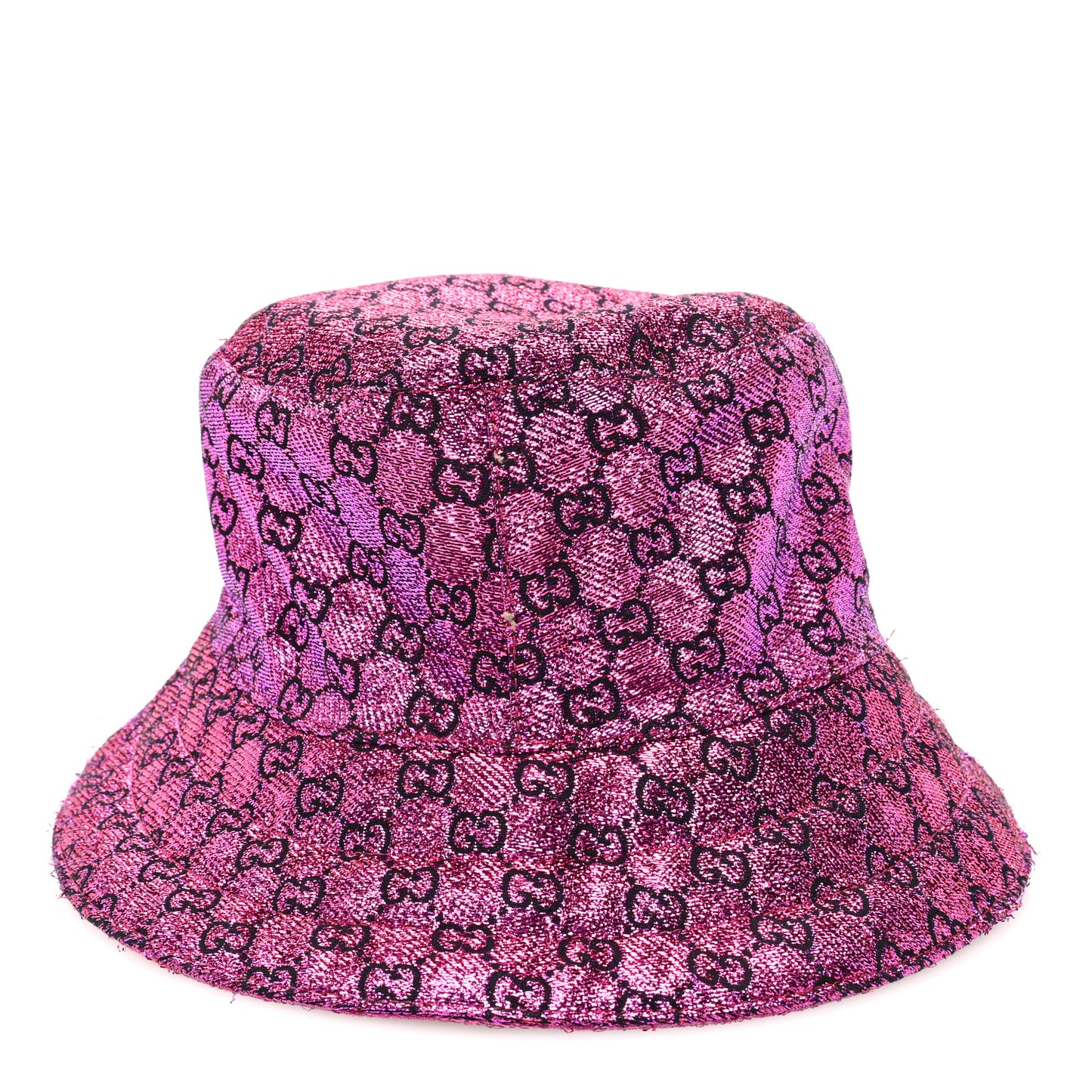 Canvas Lame GG Monogram Reversible Bucket Hat Fuxia Pink