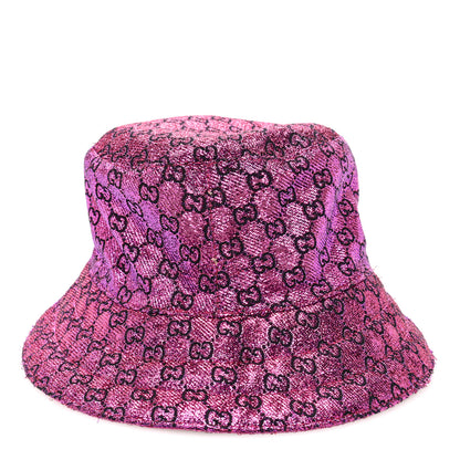 Gucci Canvas Lame GG Monogram Reversible Bucket Hat Fuxia Pink 11 of 13