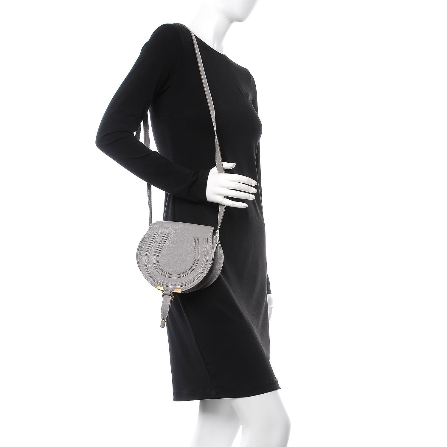 Chloe Calfskin Mini Marcie Round Crossbody Bag Cashmere Grey 2 of 11