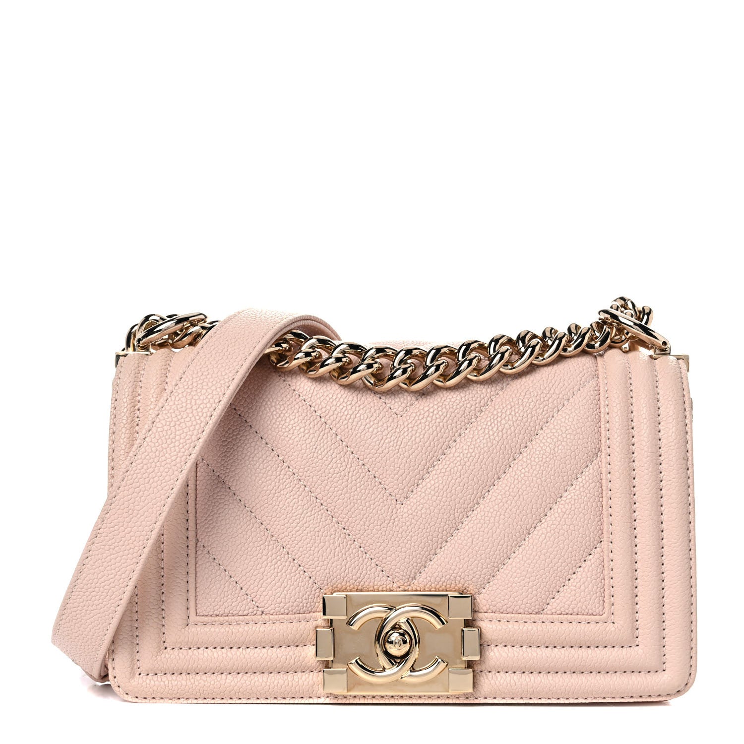 Chanel Caviar Chevron Quilted Small Boy Flap Light Pink 1 of 15