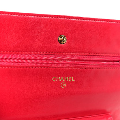 Chanel Lambskin Micro Quilted Wallet On Chain WOC Fuchsia 5 of 10