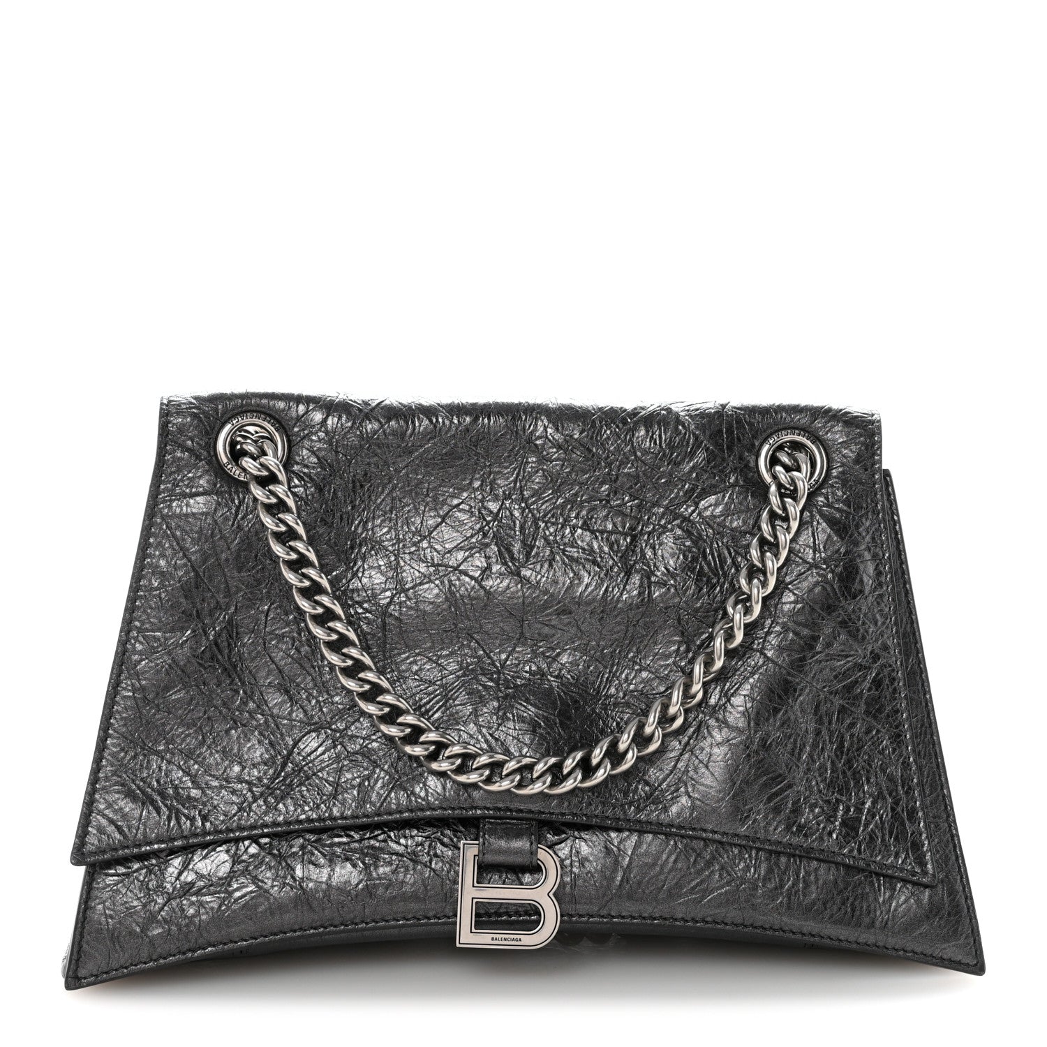 Balenciaga Metallic Crushed Calfskin Medium Crush Chain Bag Steel Grey 1 of 9