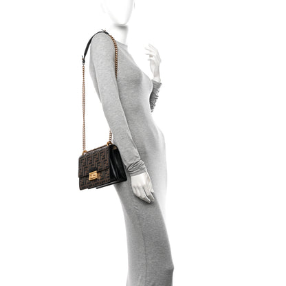 Fendi Vitello Liberty Bi-Color FF 1974 Embossed Small Kan U Shoulder Bag Maya Black 2 of 13