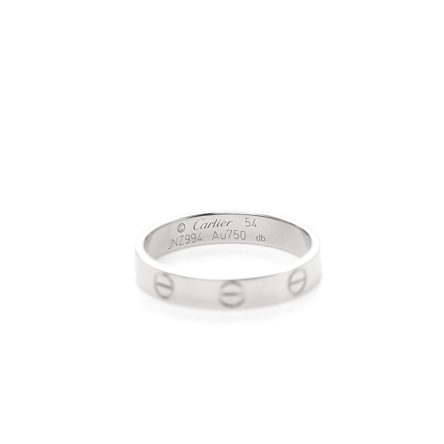 18K White Gold 3.5mm LOVE Wedding Band Ring 54 6.75