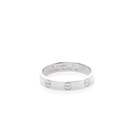 Cartier 18K White Gold 3.5mm LOVE Wedding Band Ring 54 6.75 4 of 5