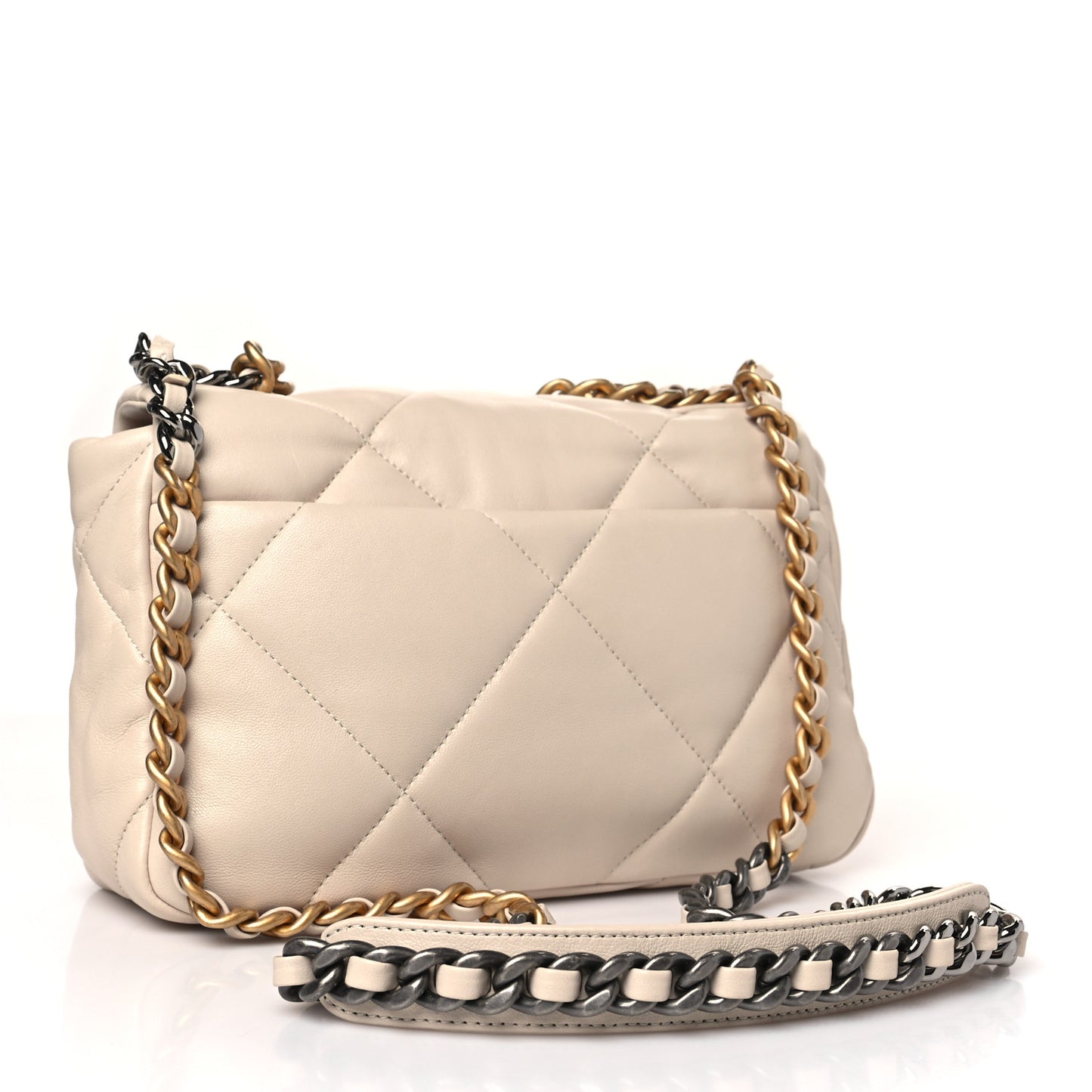 Lambskin Quilted Medium Chanel 19 Flap Beige