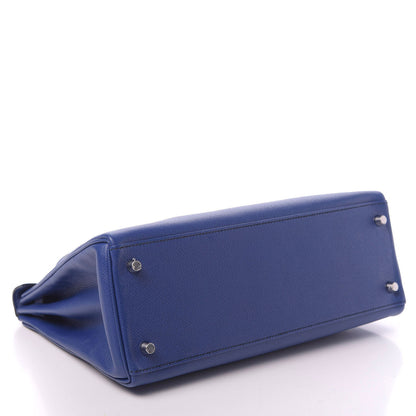 Hermes Epsom Horseshoe Kelly Retourne 32 Bleu Electrique Black 4 of 11