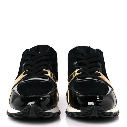 Louis Vuitton Suede Monogram Run Away Sneakers 36  Black Gold Silver 3 of 11