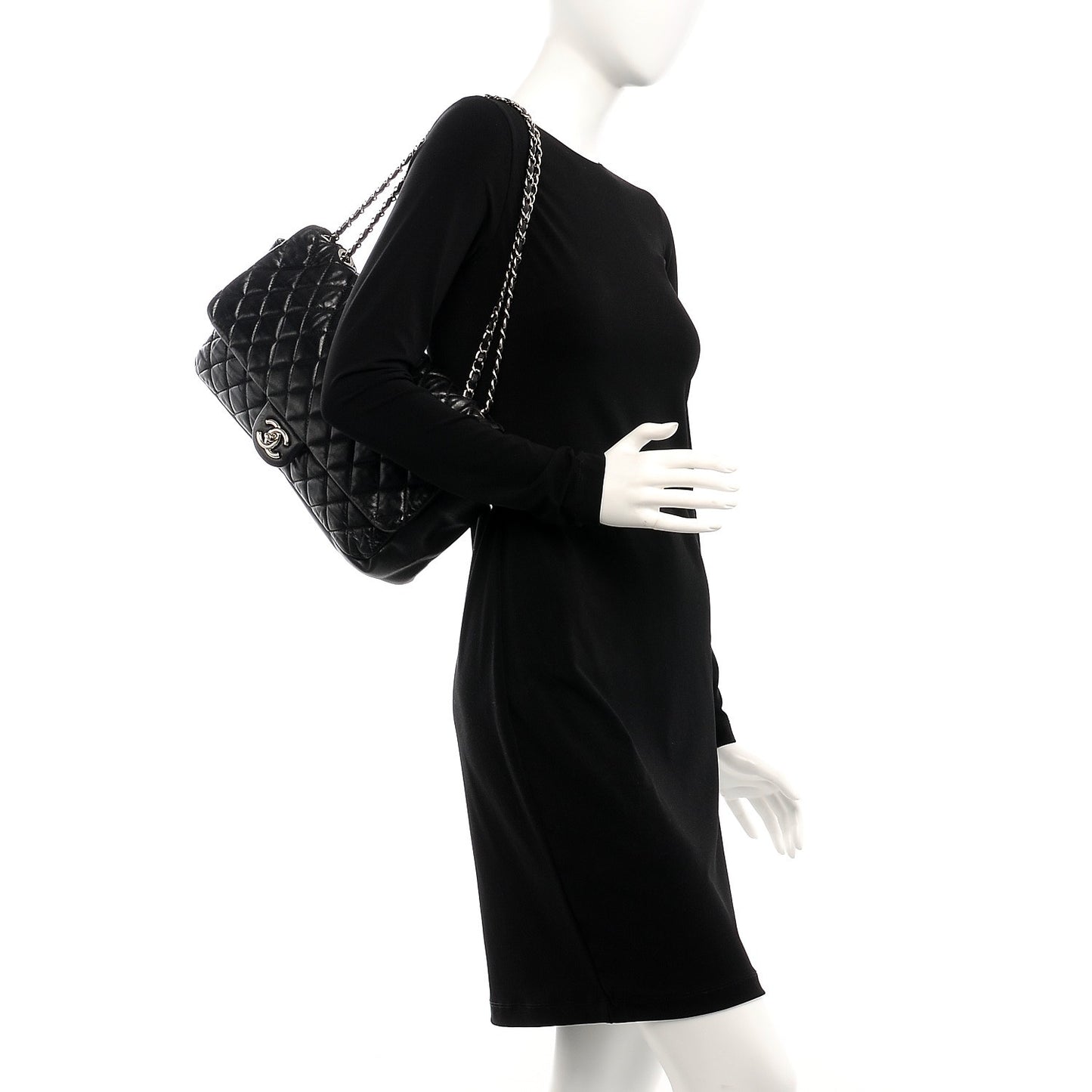 Lambskin Jumbo Coco Rain Flap Black