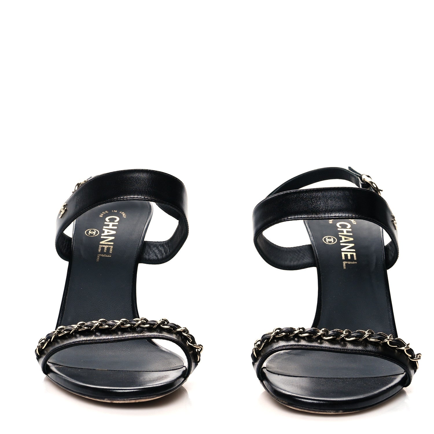 Chanel Lambskin Chain Sandals 41.5 Black 2 of 9