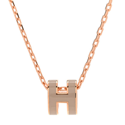 Hermes Lacquered Rose Gold Mini Pop H Pendant Necklace Marron Glace 4 of 7